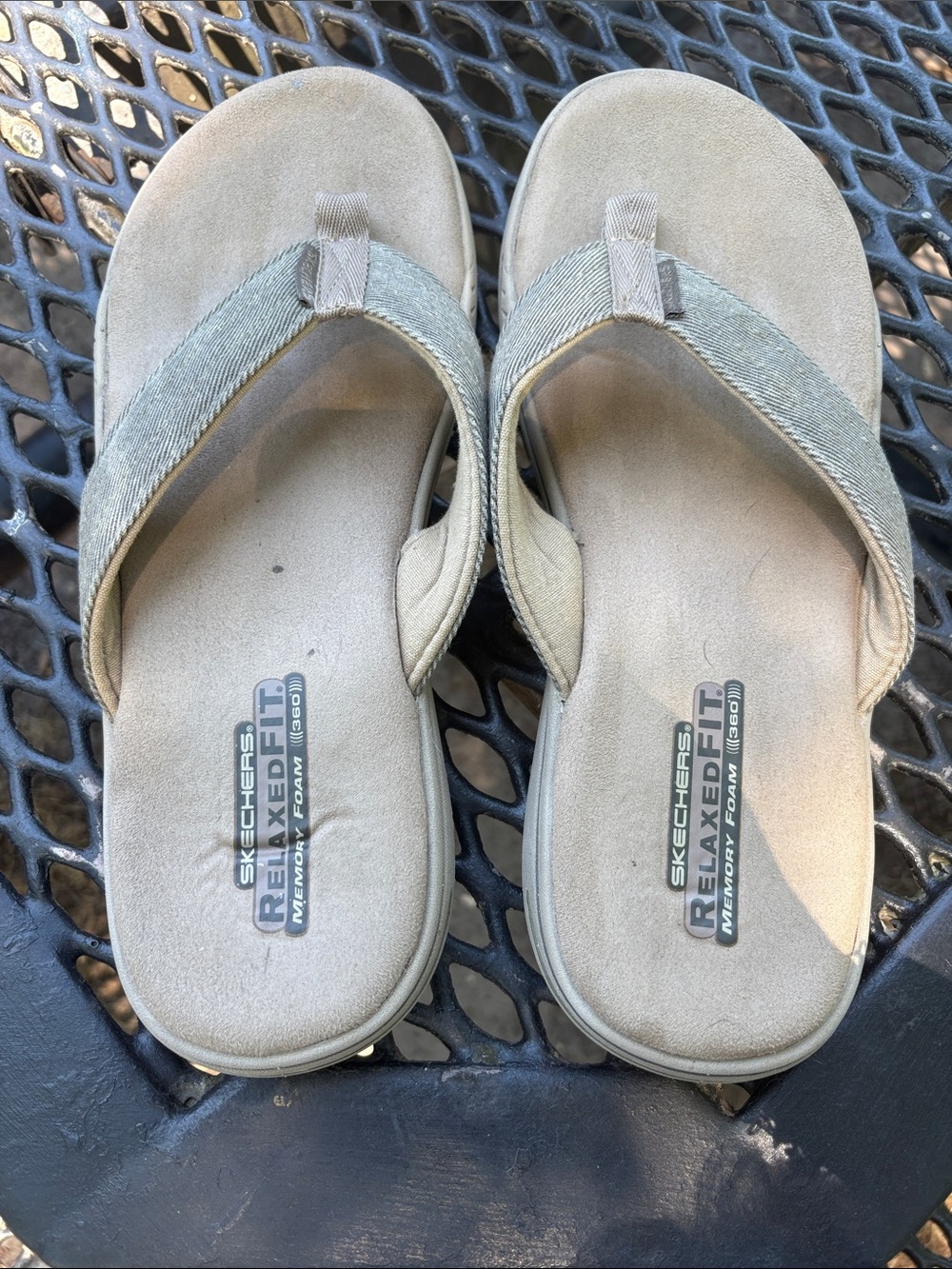 Skechers Relaxed Fit Men’s Taupe Suede Flip Flop Sandals